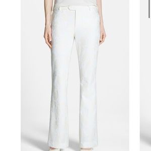 New Pink Tartan Lace Jacquard Flare Trouser pants